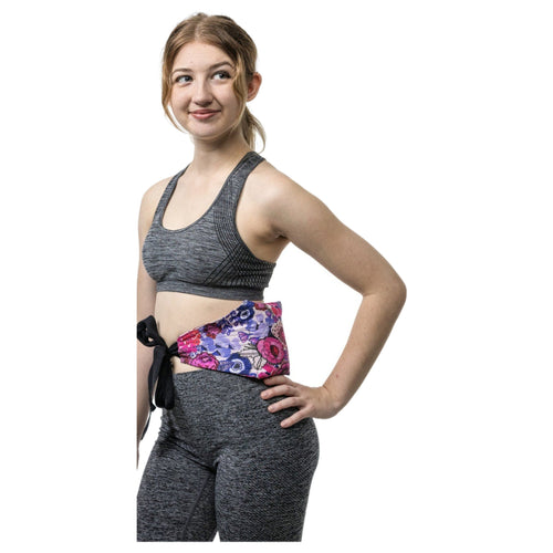 Back Strap Heat Pack fastened around the waist, seen from the front