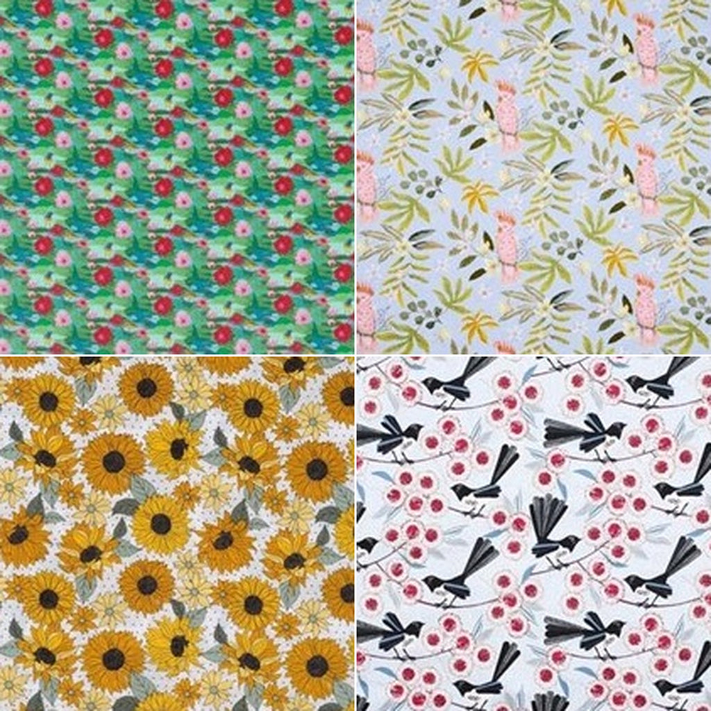 Eye pillow fabrics: Lily Pond Lazing, Pink Cockie Dreaming, Sunflower Snooze, Wagtail Wind Down