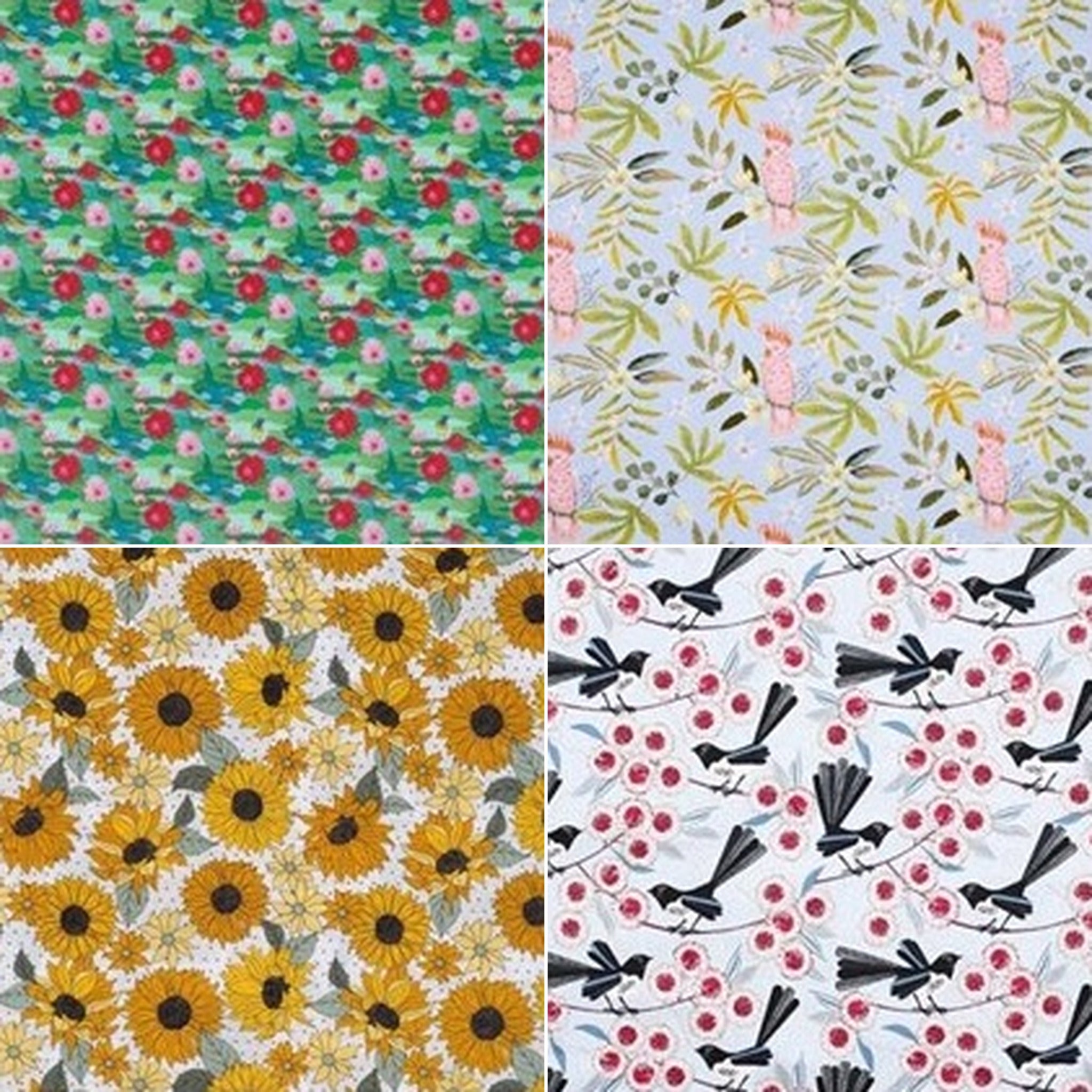 Eye pillow fabrics: Lily Pond Lazing, Pink Cockie Dreaming, Sunflower Snooze, Wagtail Wind Down