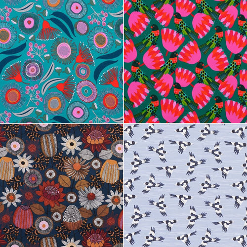 Fabric options: Summer Blossom, Summer Lorikeet, Banksia Garden Digital, Molly Maggie